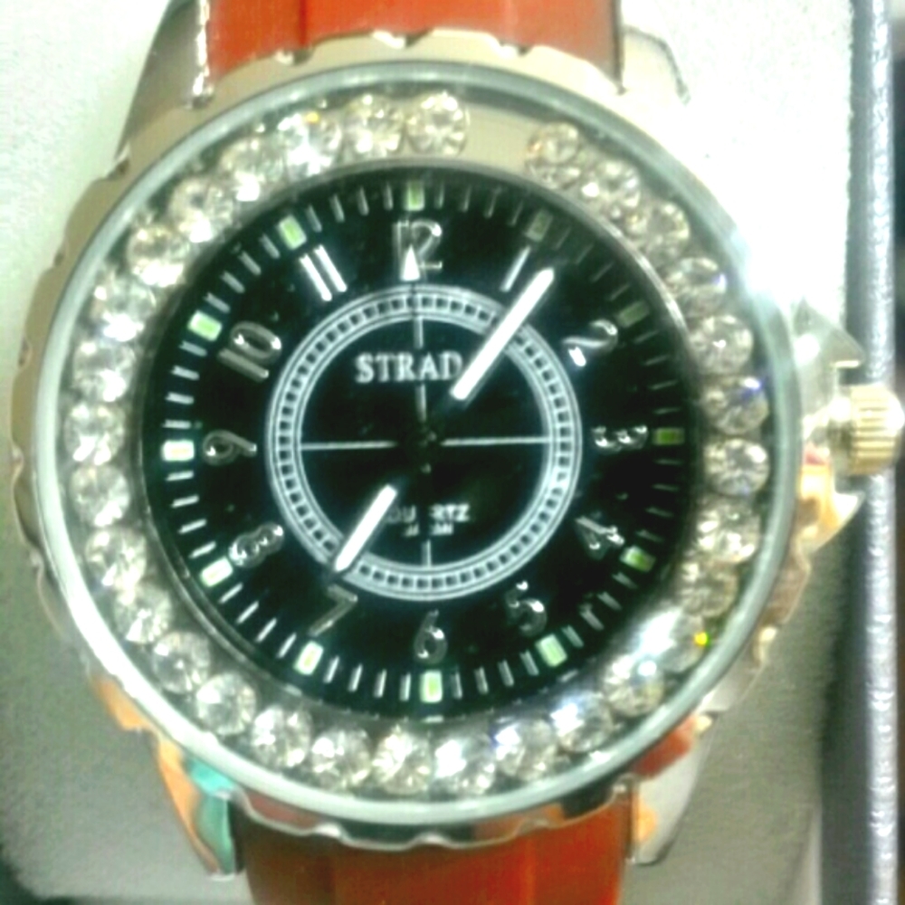NWT Strada White Austrian Crystal Watch